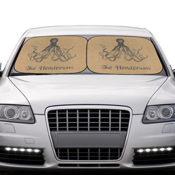 Octopus & Burlap Print Car Sun Shades - IN CONTEXT