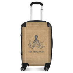 Octopus & Burlap Print Suitcase - 20" Carry On (Personalized)