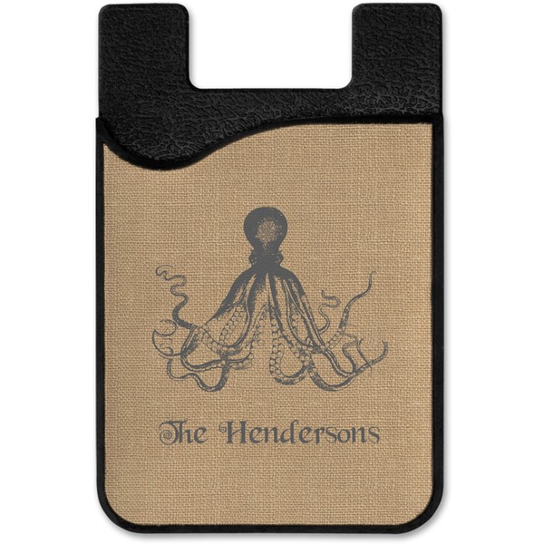 Octopus & Burlap Print Cell Phone Credit Card Holder