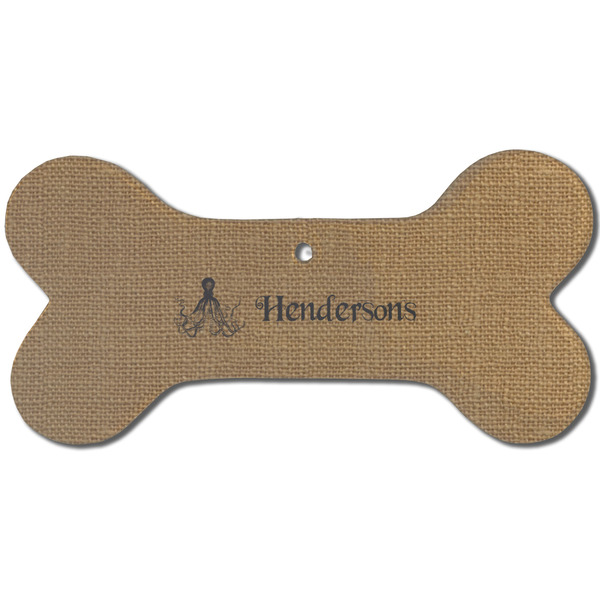 Octopus & Burlap Print Ceramic Flat Ornament - Bone Front