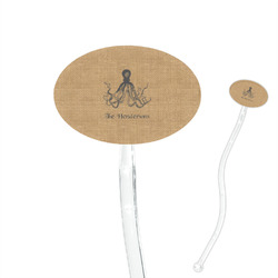Octopus & Burlap Print 7" Oval Plastic Stir Sticks - Clear (Personalized)