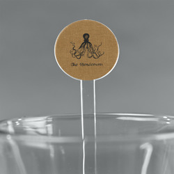 Octopus & Burlap Print 7" Round Plastic Stir Sticks - Clear (Personalized)