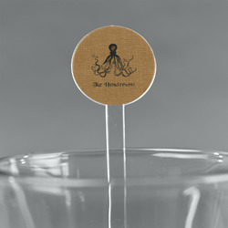 Octopus & Burlap Print 5.5" Round Plastic Stir Sticks - Clear (Personalized)
