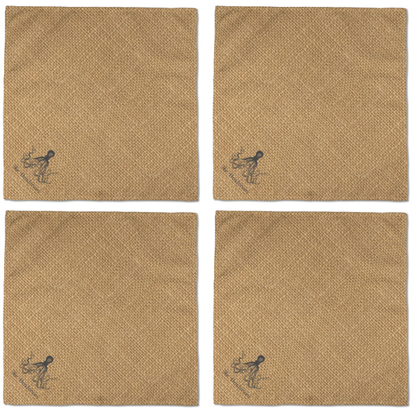 Octopus & Burlap Print Cloth Napkins - Personalized Dinner (APPROVAL) Set of 4