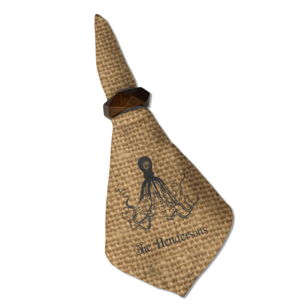 Octopus & Burlap Print Cloth Napkins - Personalized Dinner (Folded in Ring) (MAIN)