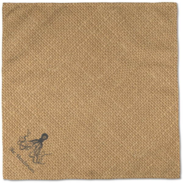 Octopus & Burlap Print Cloth Napkins - Personalized Dinner (Full Open)