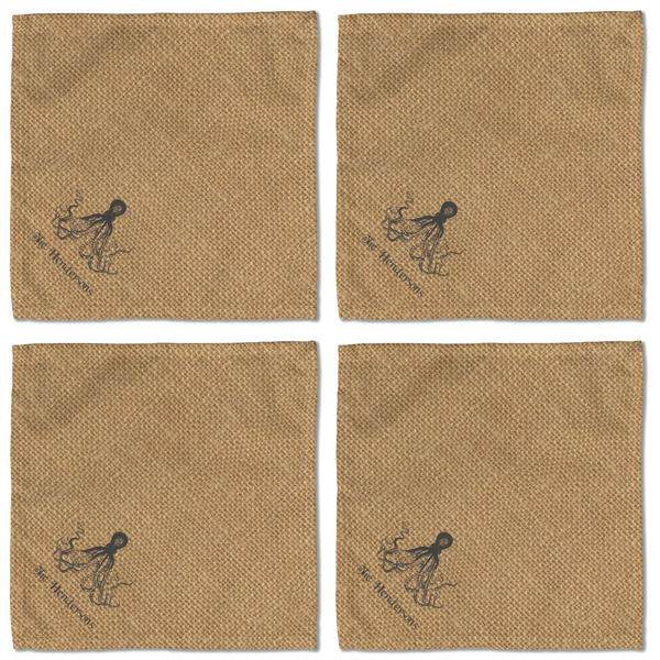 Octopus & Burlap Print Cloth Napkins - Personalized Lunch (APPROVAL) Set of 4