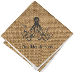 Octopus & Burlap Print Cloth Napkin w/ Name or Text