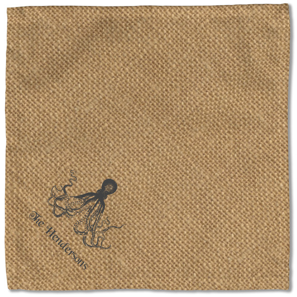 Octopus & Burlap Print Cloth Napkins - Personalized Lunch (Single Full Open)