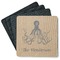 Octopus & Burlap Print Square Rubber Backed Coasters - Set of 4 (Personalized)