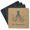 Octopus & Burlap Print Square Rubber Backed Coasters - Set of 4 (Personalized)
