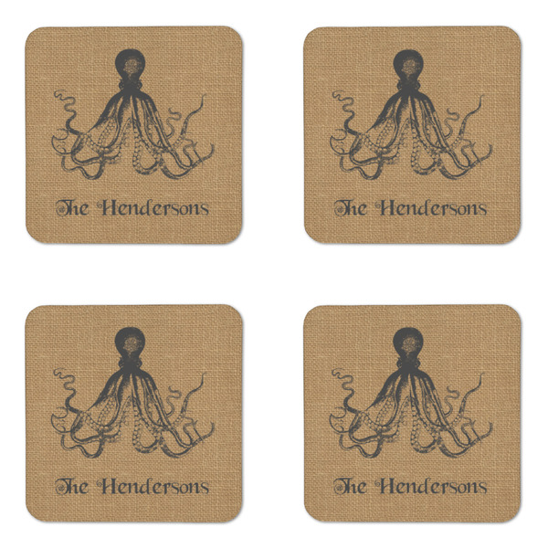 Octopus & Burlap Print Coaster Set - APPROVAL