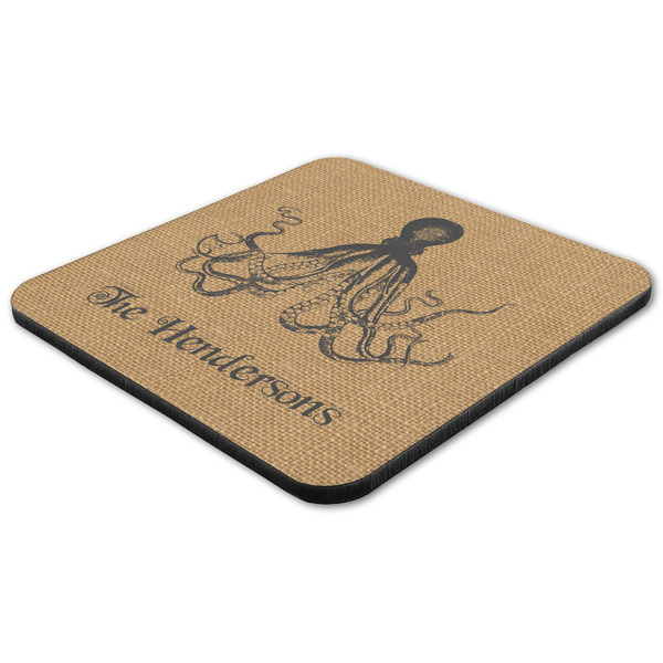 Octopus & Burlap Print Coaster Set - FLAT (one)