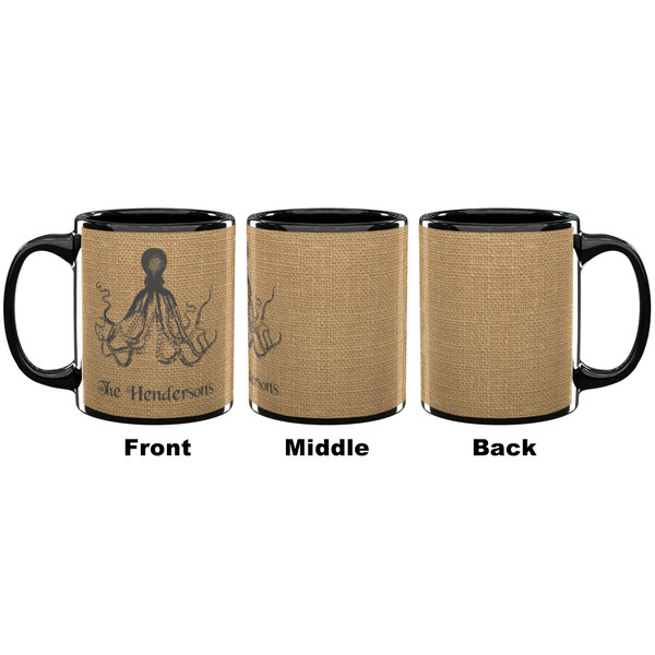 Octopus & Burlap Print Coffee Mug - 11 oz - Black APPROVAL