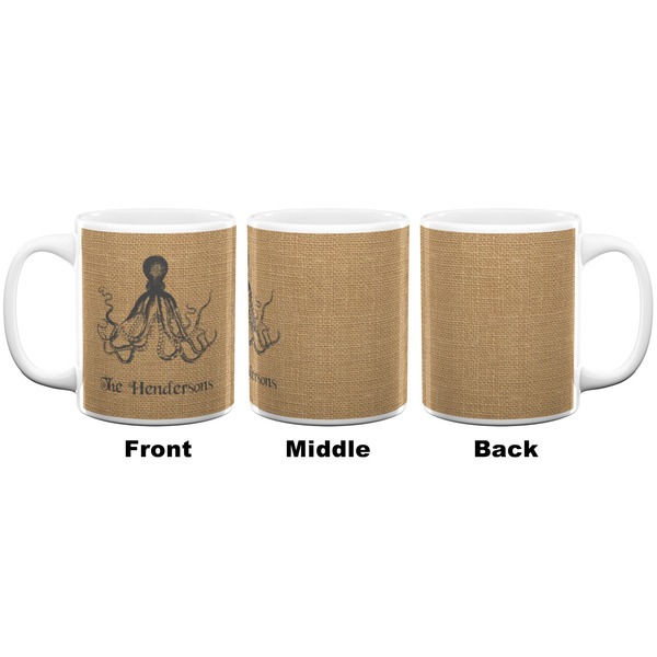Octopus & Burlap Print Coffee Mug - 11 oz - White APPROVAL