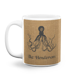 Octopus & Burlap Print Coffee Mug (Personalized)