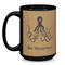 Octopus & Burlap Print Coffee Mug - 15 oz - Black