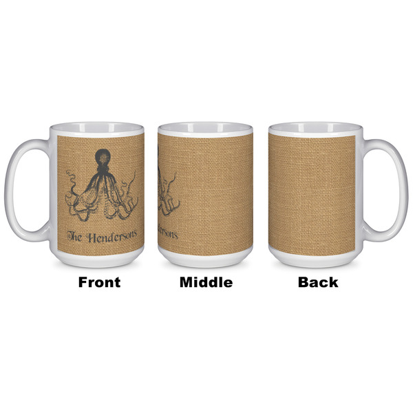 Octopus & Burlap Print Coffee Mug - 15 oz - White APPROVAL