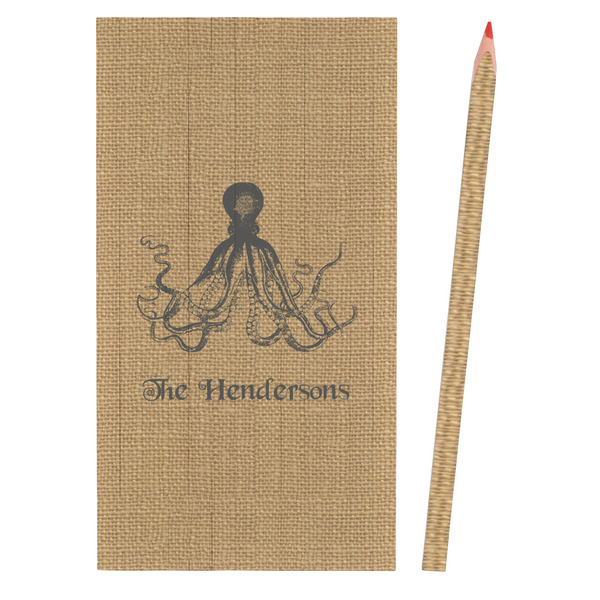 Octopus & Burlap Print Colored Pencils - Front View