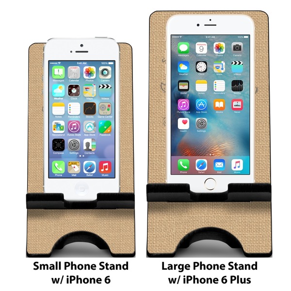 Octopus & Burlap Print Compare Phone Stand Sizes - with iPhones