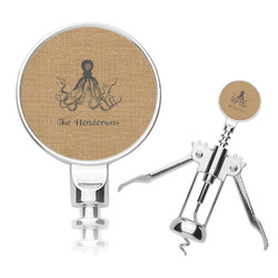 Octopus & Burlap Print Corkscrew (Personalized)