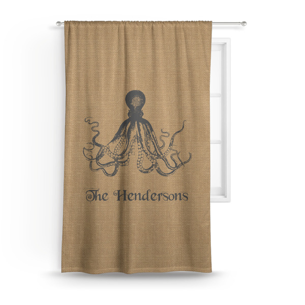 Custom Octopus & Burlap Print Curtain Panel - Custom Size (Personalized)