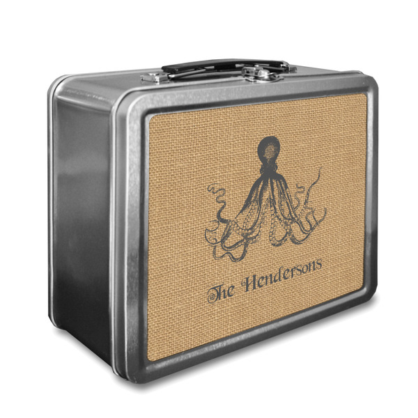 Custom Octopus & Burlap Print Lunch Box (Personalized)