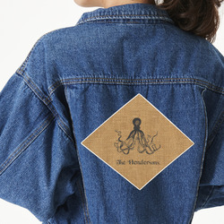 Octopus & Burlap Print Twill Iron On Patch - Custom Shape - 3XL (Personalized)