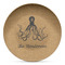 Octopus & Burlap Print Microwave Safe Plastic Plate - Composite Polymer (Personalized)