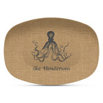 Octopus & Burlap Print Plastic Platter - Microwave & Oven Safe Composite Polymer (Personalized)