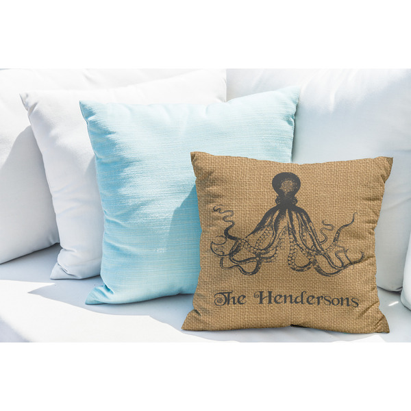Octopus & Burlap Print Decorative Pillow Case - LIFESTYLE 2
