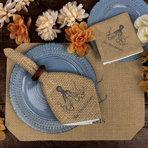 Octopus & Burlap Print Dining Set