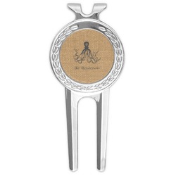 Octopus & Burlap Print Golf Divot Tool & Ball Marker (Personalized)