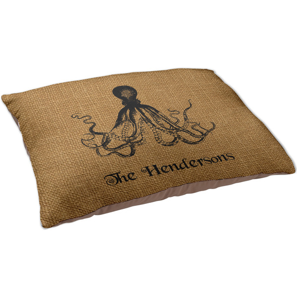 Octopus & Burlap Print Dog Bed - Large