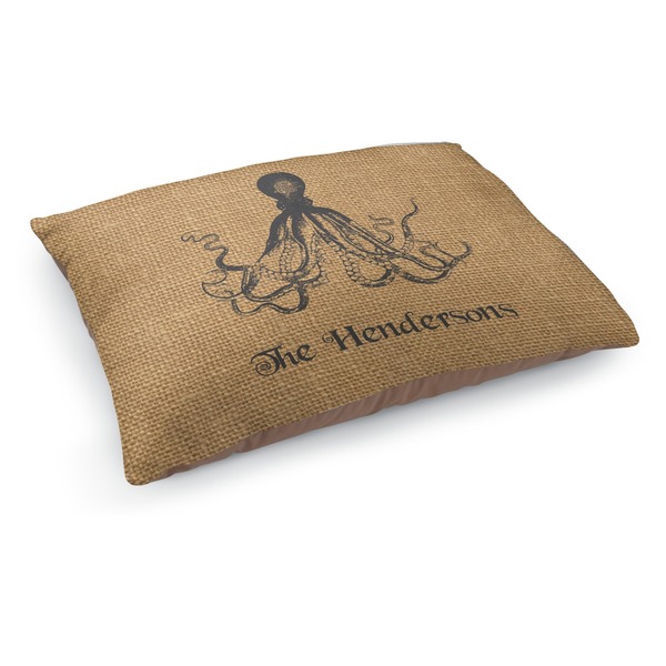 Custom Octopus & Burlap Print Dog Bed - Medium w/ Name or Text