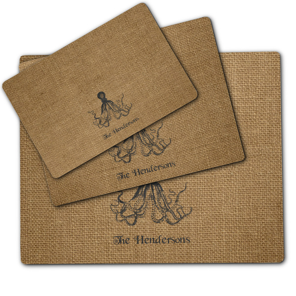 Octopus & Burlap Print Dog Food Mat - MAIN (sm, med, lrg)