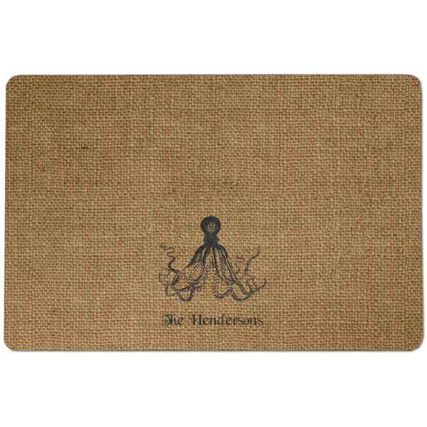 Octopus & Burlap Print Dog Food Mat - Small without bowls