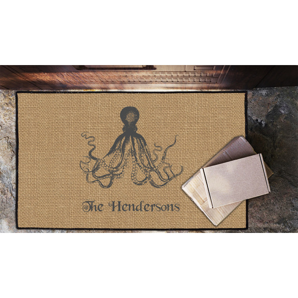 Octopus & Burlap Print Door Mat - LIFESTYLE (Lrg)