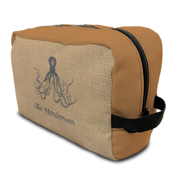 Custom Octopus & Burlap Print Toiletry Bag / Dopp Kit (Personalized)
