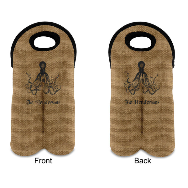 Octopus & Burlap Print Double Wine Tote - APPROVAL (new)