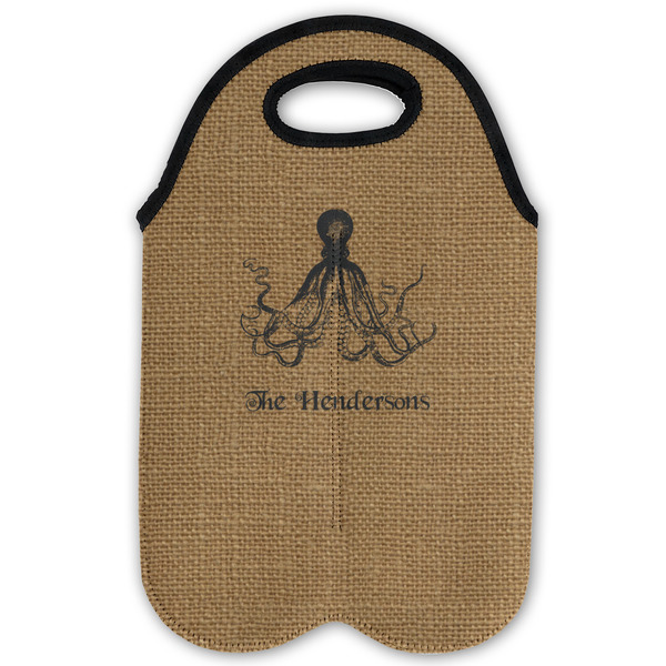Octopus & Burlap Print Double Wine Tote - Flat (new)