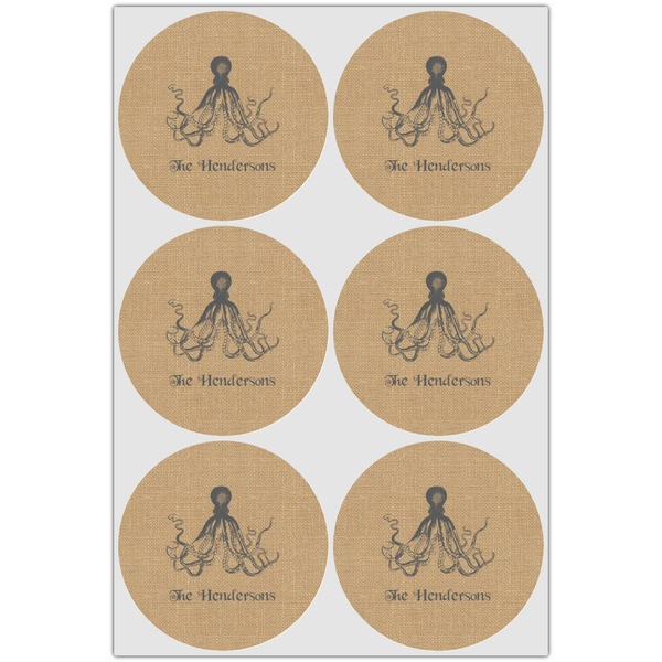 Octopus & Burlap Print Drink Topper - Large - Set of 6