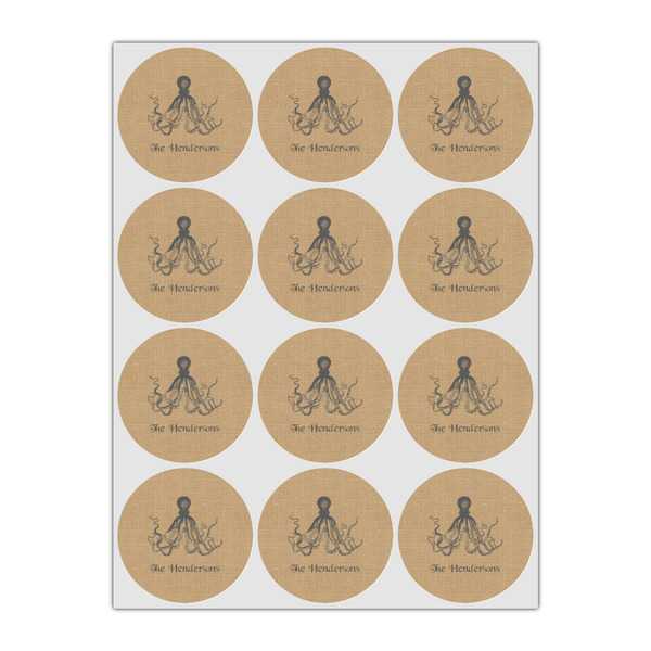 Octopus & Burlap Print Drink Topper - Small - Set of 12