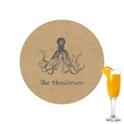 Octopus & Burlap Print Printed Drink Topper - 2.15" (Personalized)