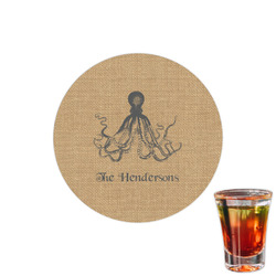 Octopus & Burlap Print Printed Drink Topper - 1.5" (Personalized)