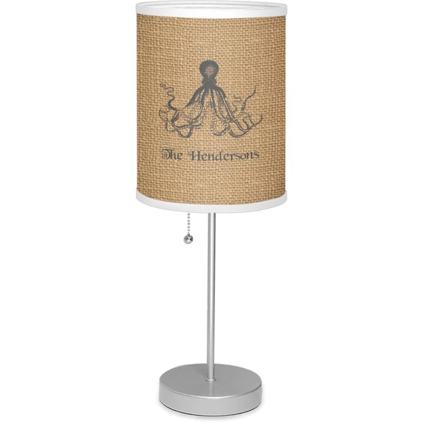 Custom Octopus & Burlap Print Lamp with Drum Shade (Personalized)