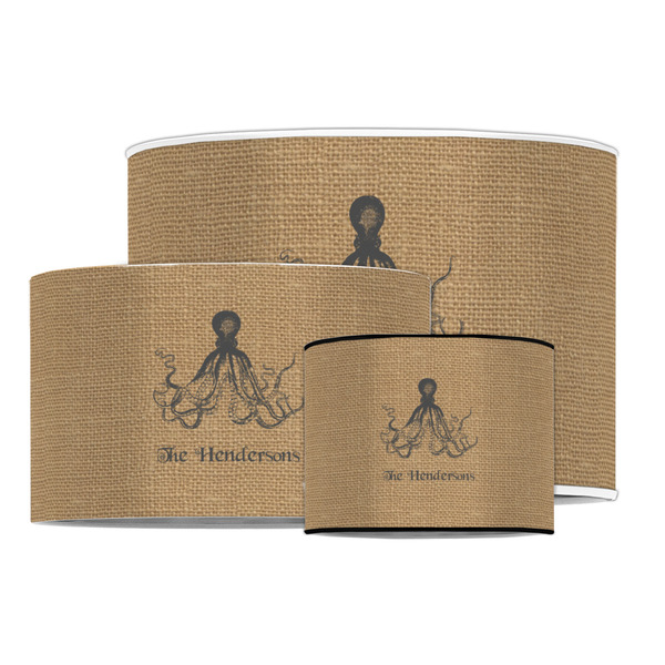 Octopus & Burlap Print Drum Lampshades - MAIN