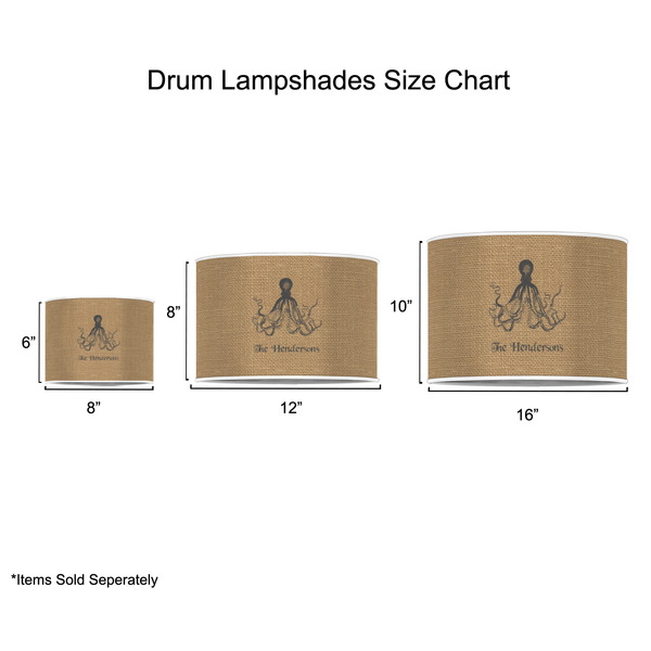 Octopus & Burlap Print Drum Lampshades - Sizing Chart