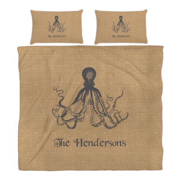 Octopus & Burlap Print Duvet Cover Set - King - Alt Approval