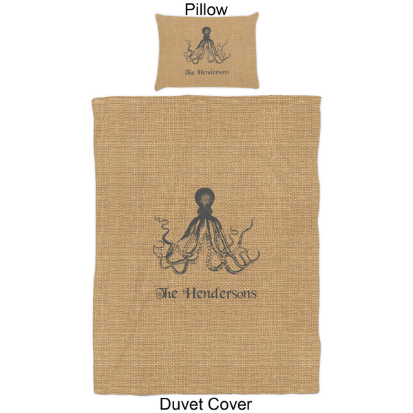 Octopus & Burlap Print Duvet Cover Set - Twin - Approval